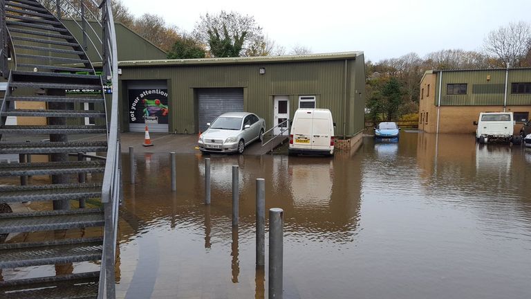 The flooded industrial unit meant some couldn&#39;t get to work. Pic: @dsignstudio1992