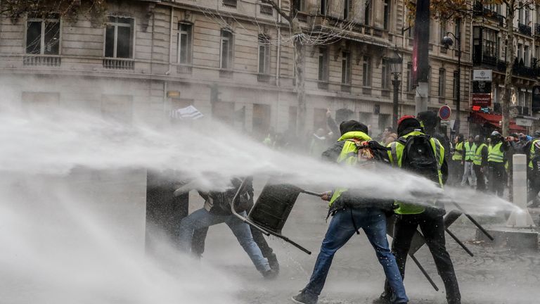 There were tense scenes in Paris as protesters tried to reach the Elysees Palace