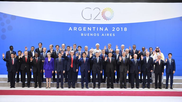 Participants of the G20 Leaders&#39; Summit in Buenos Aires, pose for a family photo