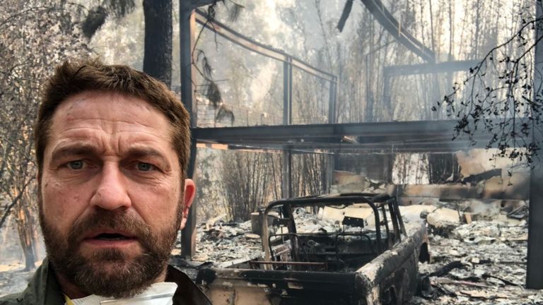 Gerard Butler tweeted this photo of his destroyed Malibu home 
