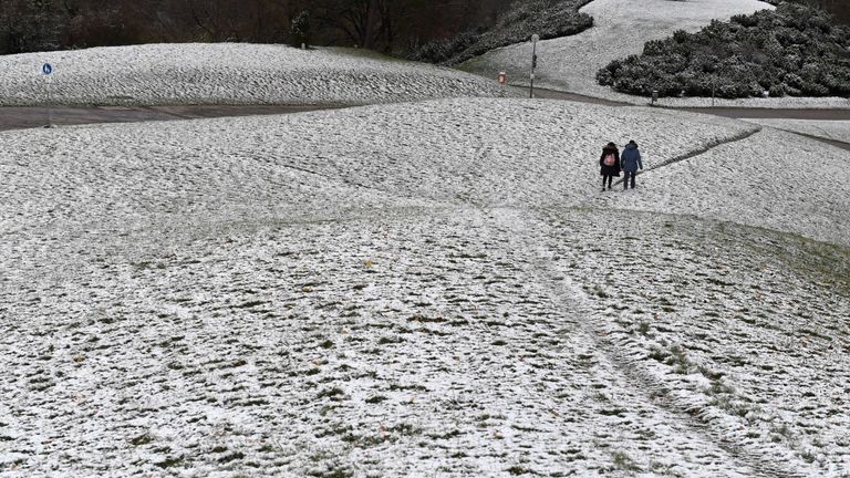 Germany - including the Olympic Park in Munich - has also seen its first snow of the season in recent days