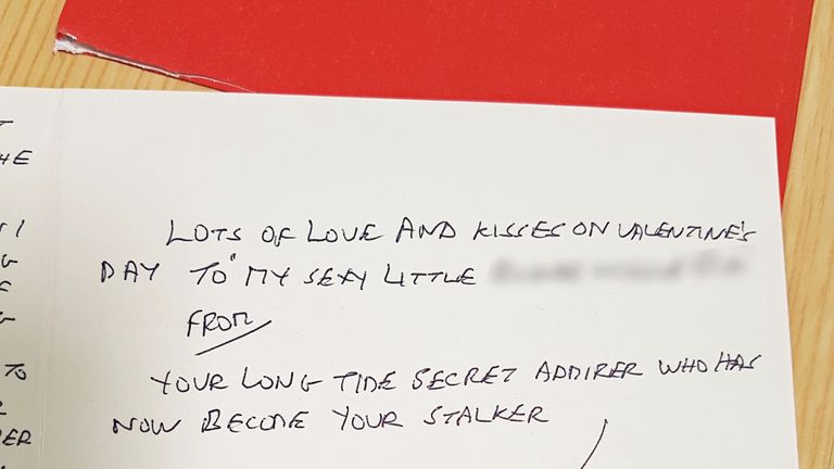 A handwritten message in a greetings card sent by Gordon Hawthorn