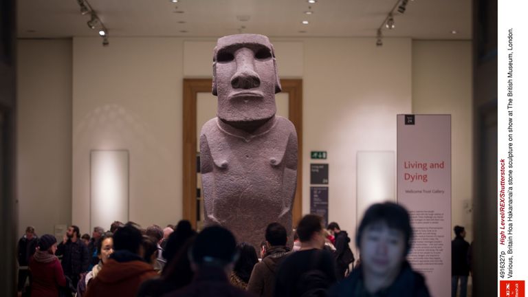 Hoa Hakananai&#39;a stone sculpture on show at The British Museum, London. Easter Island officials want it back