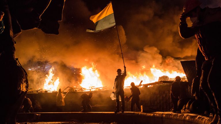 Anti-government protests continued for months in Kiev&#39;s Maidan Square