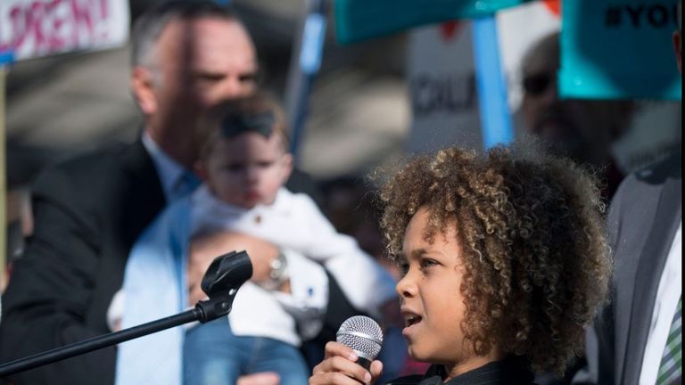 Levi Draheim, 11, is a plaintiff is US vs Juliana over climate change. Pic: Robin Loznak/Our Children&#39;s Trust