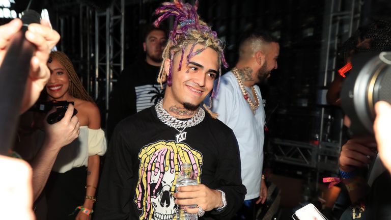 Lil Pump performed for fans outside the music venue. File pic