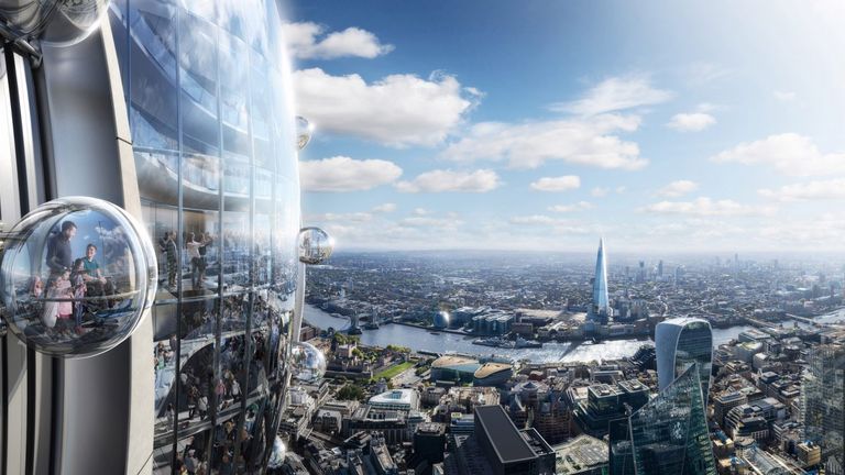 Viewing galleries will offer visitors a chance to ride in glass pods on the building's facade