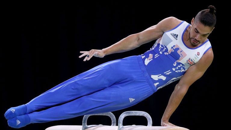 Louis Smith on the pommel horse at the Rio Olympics in 2016