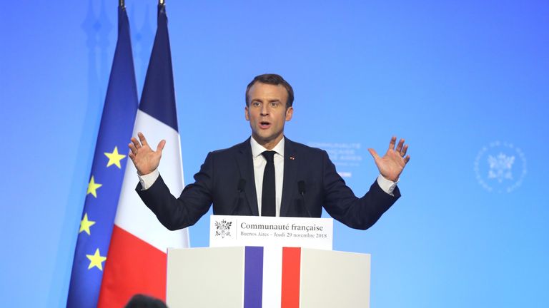 Emmanuel Macron gave a speech in the cultural centre of the city on the eve of the summit