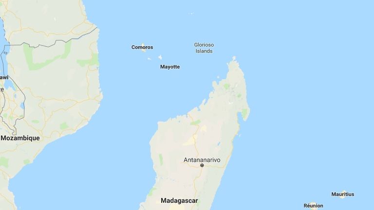 Mayotte lies between Madagascar and Mozambique. Pic: Google Maps