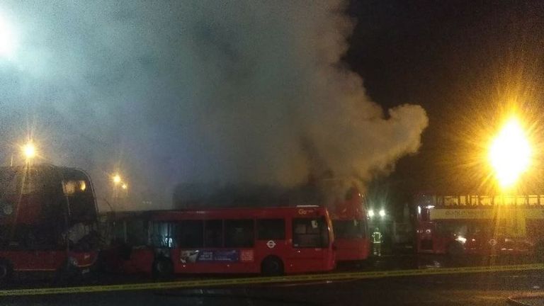 Seven buses have been destroyed. Pic: London Fire Brigade