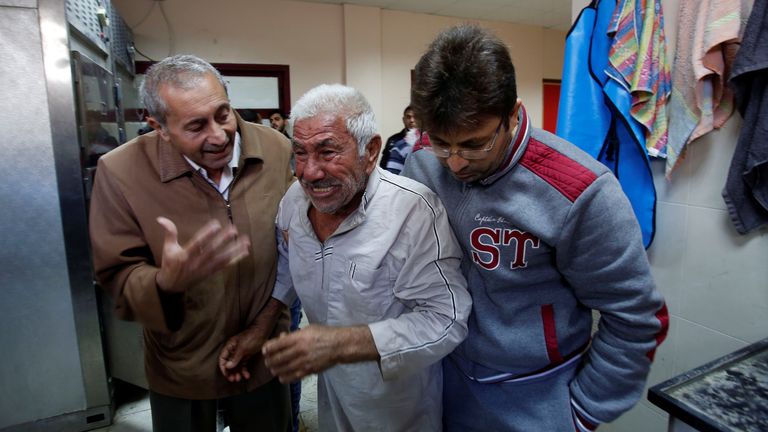 The father of Palestinian Khaled Sultan, who was killed in an Israeli air strike on Tuesday