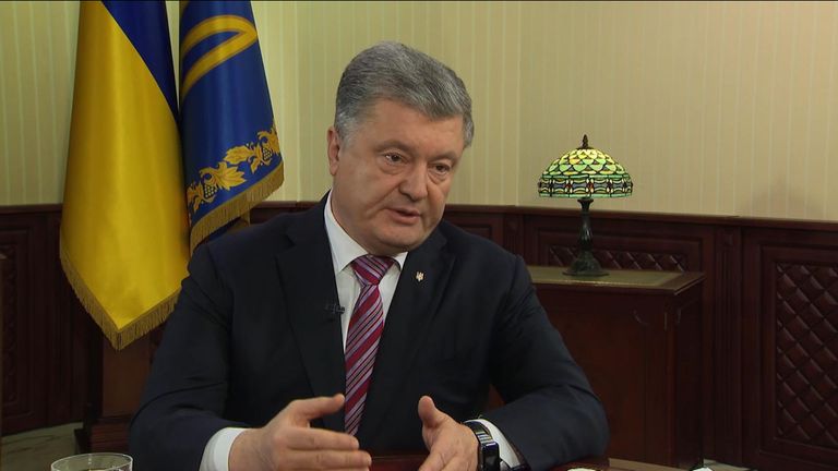 Poroshenko showed Sky News documents showing tanks massing on the border