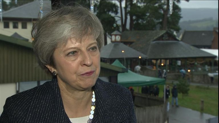 Prime Minister Theresa May who is visiting Wales says that &#39;we are talking to other countries&#39; regarding future trade deals.  Pic: BBC POOL