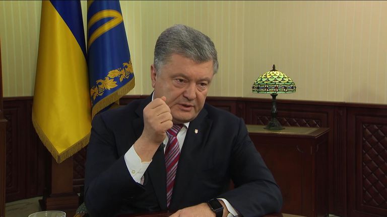 Mr Poroshenko speaks to Sky News
