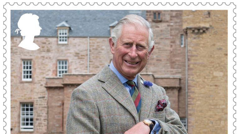 One stamp features Charles by himself
