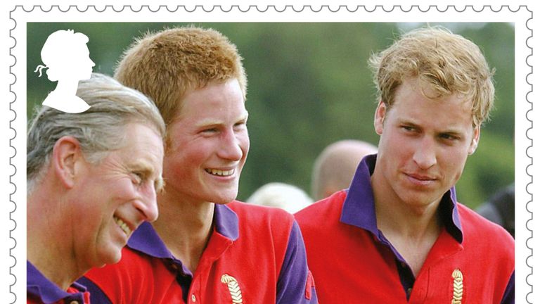 Charles shares a joke with sons William at Harry at a polo event