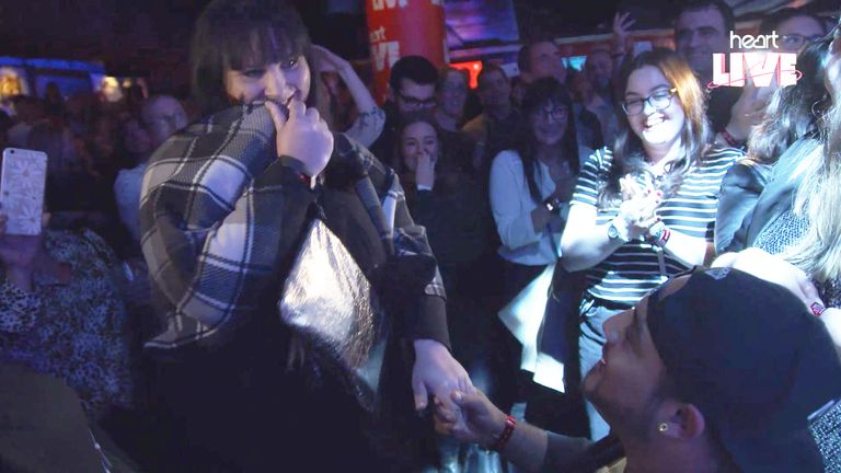 Matthew Reed proposes to girlfriend Rebecca at Ed Sheeran&#39;s Heart Live show in London