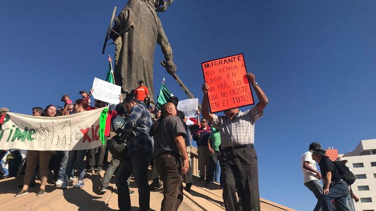 Tijuana protests - mexico migrants - sky news pics
