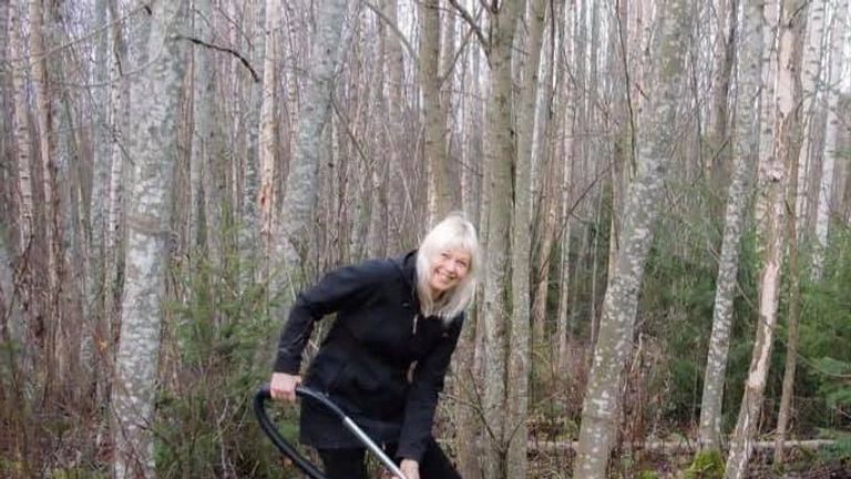 Pyry Luminen hoovering the forest floor in Finland.