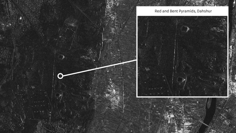 Red and Bent Pyramids, Dashur. Pic: SSTL