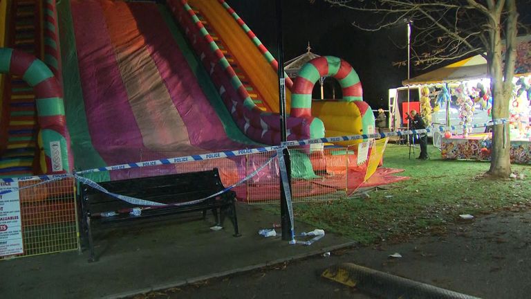 An inflatable slide has collapsed in Woking, injuring eight children