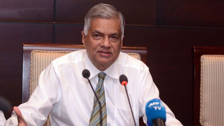 Sri Lanka&#39;s ousted prime minister Ranil Wickremesinghe 