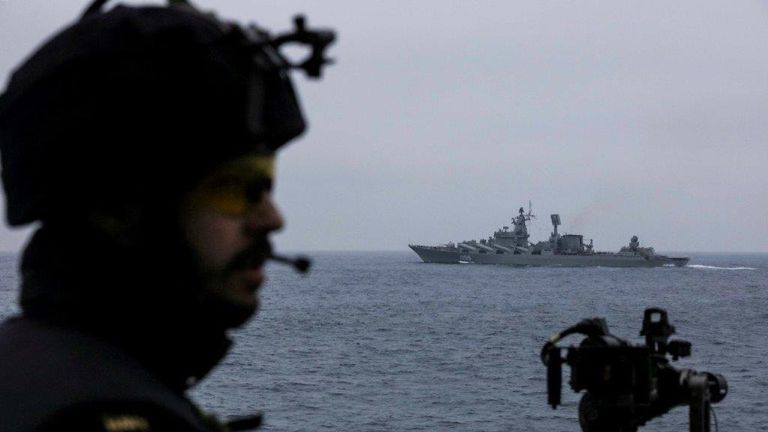 The Royal Navy has been tasked with keeping track of Russian Slava-class cruiser Marshal Ustinov