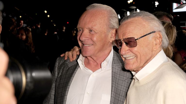 Stan Lee with Sir Anthony Hopkins in 2013