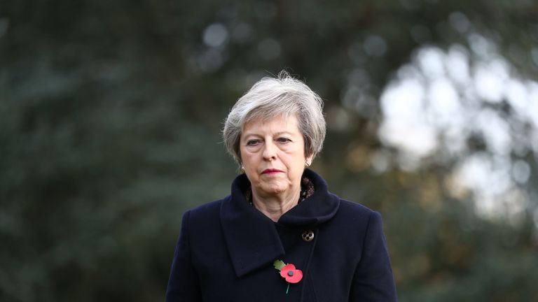 Theresa May at the St Symphorien Military Cemetery in Mons