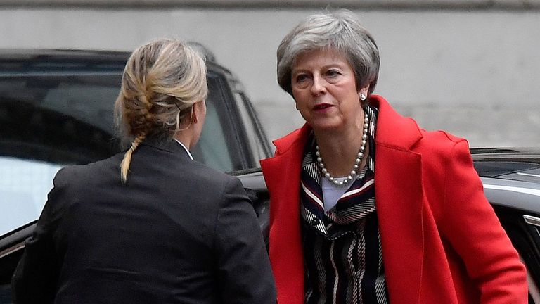 Theresa May arrives in Downing Street