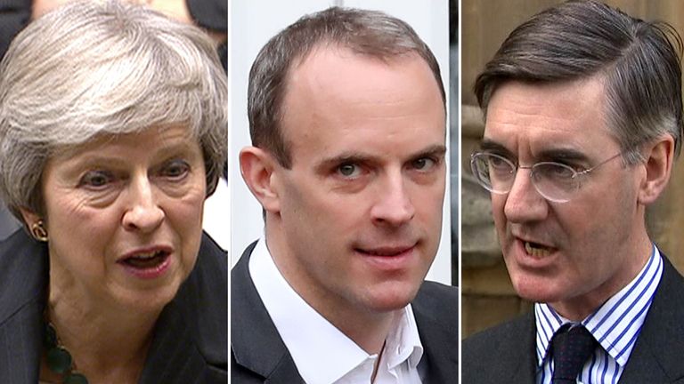 Theresa May, Dominica Raab, Jacob Rees-Mogg