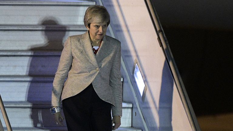 Prime Minister Theresa May lands in Argentina