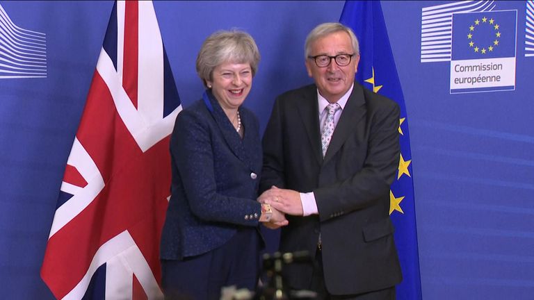 Theresa May and Jean-Claude Juncker meet for talks in Brussels ahead of a crunch EU summit.