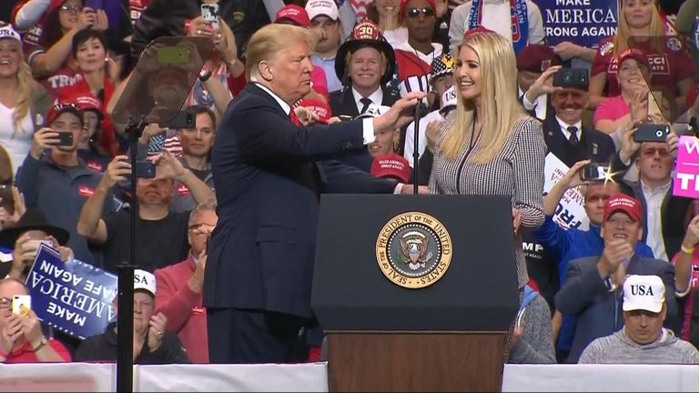 President Trump introduces Ivanka, calling her &#34;really smart&#34; and says &#34;it&#39;s politically incorrect&#34; to call a woman beautiful.