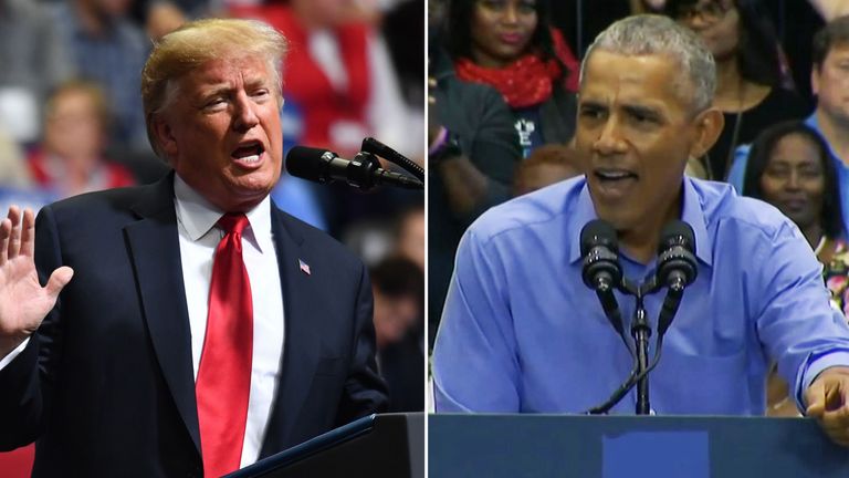 Mr Trump accused the ex-leader of breaking promises and Mr Obama said the president was &#39;fear-mongering&#39;