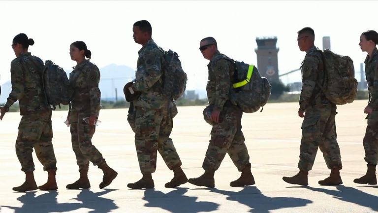 Soldiers from Fort Bragg, North Carolina, arrived at the Davis-Monthan Air Force Base, on November 2, to await the arrival of asylum seekers still hundreds of miles away from the US border.