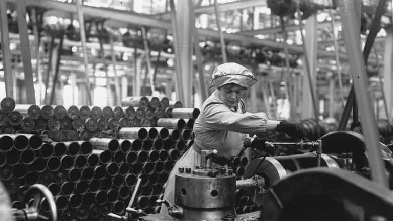 Work in munitions factories was often monotonous and laborious