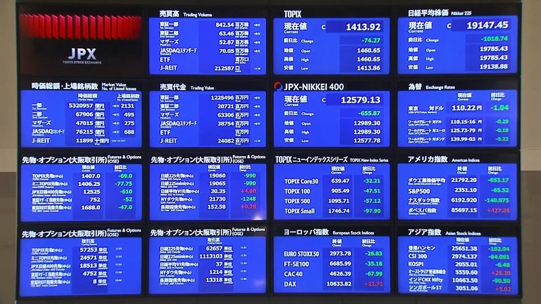 Volatility in Japan followed big falls on Wall Street