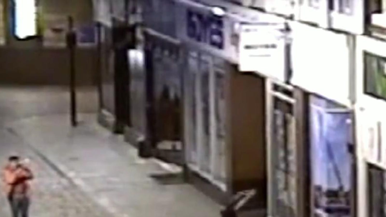 Man jumps on homeless tent in doorway | UK News | Sky News