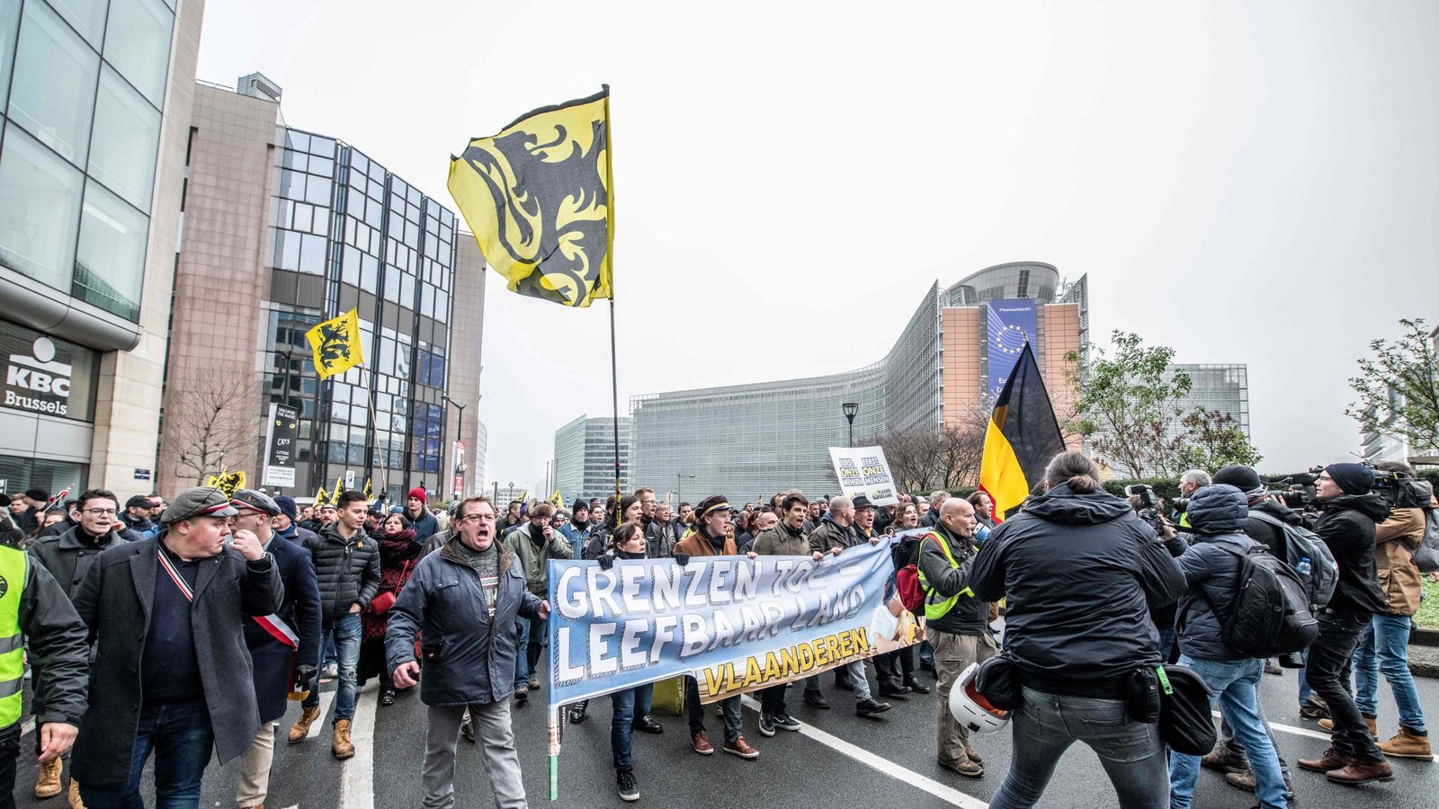 Antimigration protest turns violent in Brussels World News Sky News