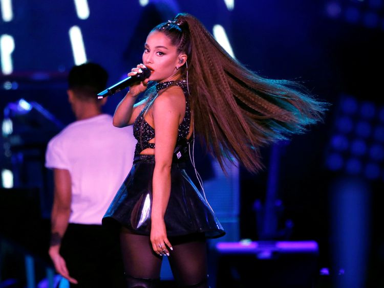Ariana Grande performs during Wango Tango concert at Banc of California Stadium in Los Angeles