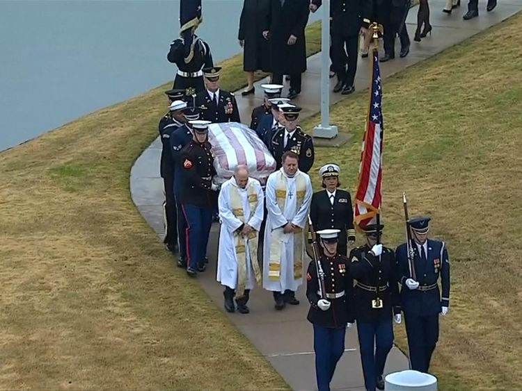 The former president has been laid to rest in the grounds of his library in Texas 