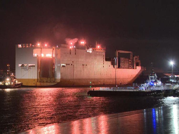The ship docked in the Port of Tilbury in the early hours of Saturday