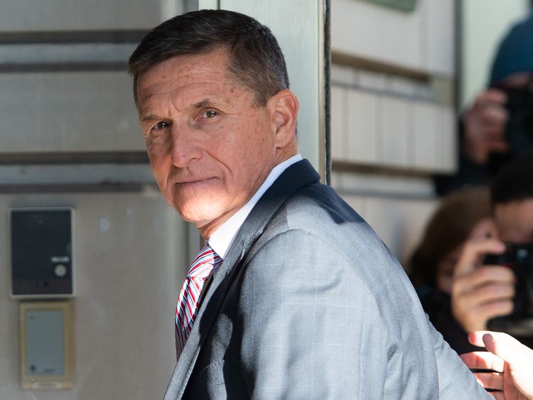 Michael Flynn arrives for his sentencing hearing at US District Court in Washington DC