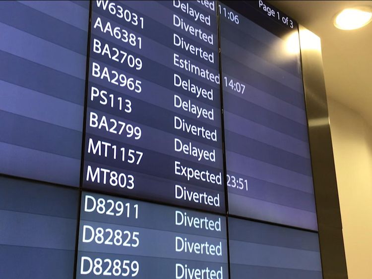 On Wednesday night flights were diverted across Europe