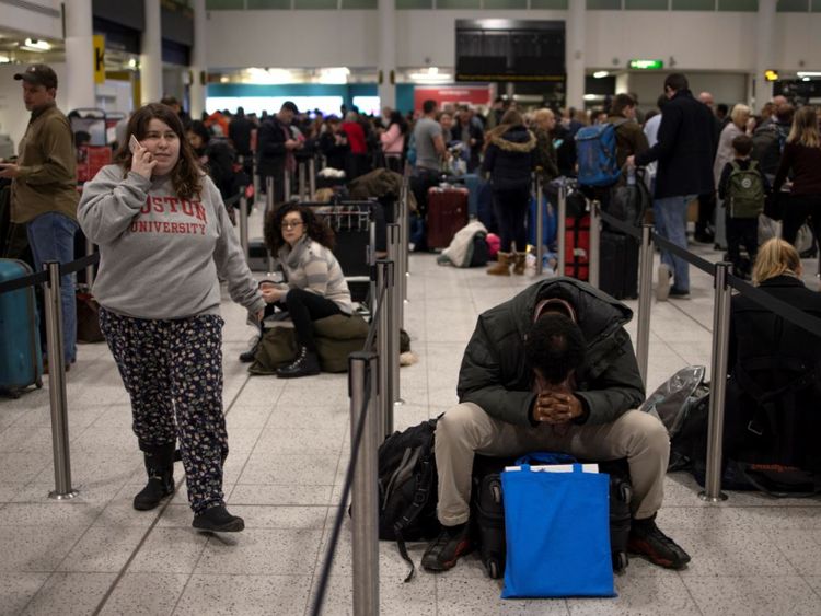 Passengers stranded at Gatwick amid the drone disruption