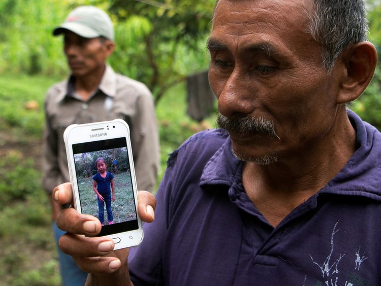 Domingo Caal, 61, grandfather of Jakelin, a 7-year-old girl who died in U.S. custody, outside her house in Raxruha, Guatemala