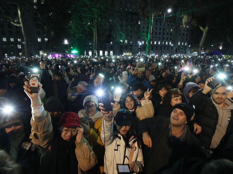 Thousands have gathered in central London to watch the fireworks display