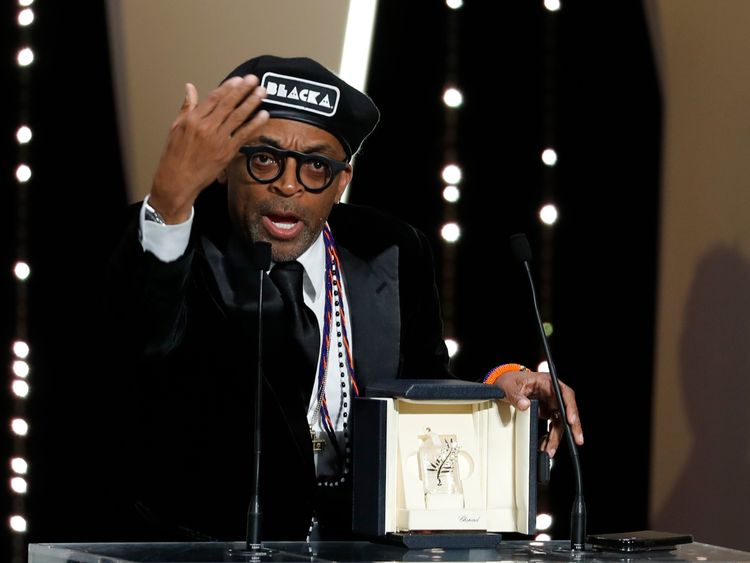 Spike Lee after winning the Grand Prix at the Cannes Film Festival